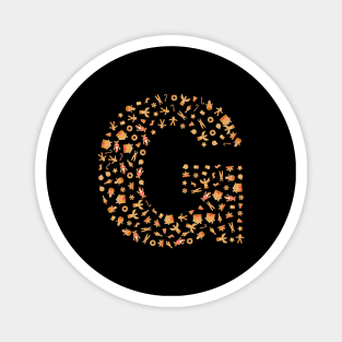 Letter G Initial Christmas Decorations Gingerbread Magnet